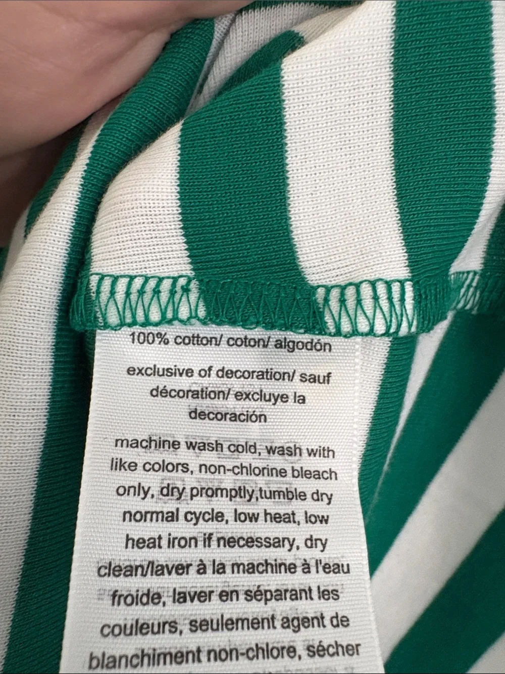 Tommy Hilfiger Women's Green and White Striped V-Neck T-Shirt Size Large - Picture 4 of 6